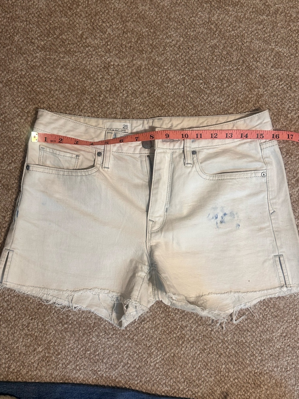 GAP Light Cream Distressed Denim Jean Shorts